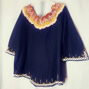 African Black & Gold Embroidered Tunic Top 1X /2X